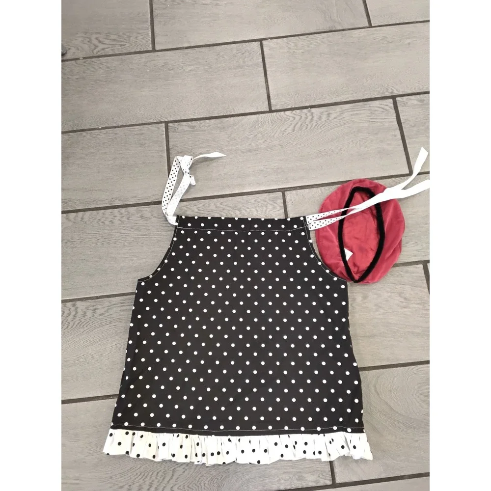 Disney-Inspired Minnie Mouse Polka Dot‎ Apron Dress Set – Infant 0–6 Months